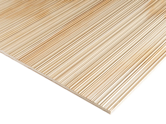 Close up of Weldtex tongue & groove white oak hardwood plank consisting of a combed, striated, brushed wood appearance common in mid-century modern homes and design